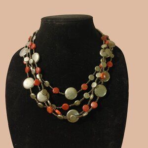 Sterling Silver Natural Stone Necklace Red Jasper or Coral stamped 925